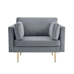 Pelham Grey Velvet Fabric Armchair 11 Pelham Grey Velvet Fabric Armchair -Daals Shop LVSF 386 GREYVEL 1ST WB1