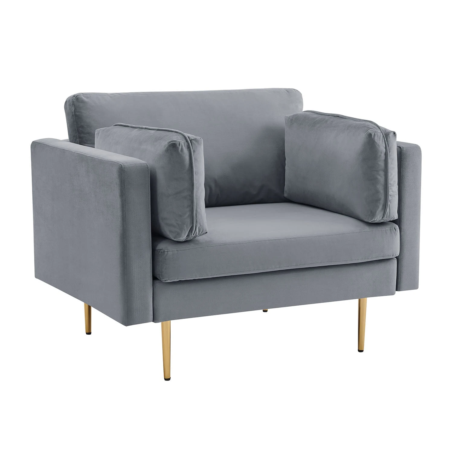 Pelham Grey Velvet Fabric Armchair 6 Pelham Grey Velvet Fabric Armchair - Image 4