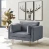 Pelham Grey Velvet Fabric Armchair -Daals Shop LVSF 386 GREYVEL 1ST main