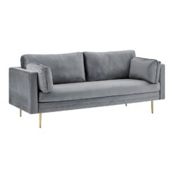 Pelham Grey Velvet Fabric Sofa 23 Pelham Grey Velvet Fabric Sofa -Daals Shop LVSF 386 GREYVEL 3ST 3