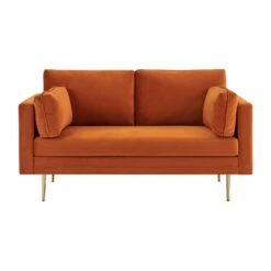 Pelham Orange Velvet Fabric Sofa 23 Pelham Orange Velvet Fabric Sofa -Daals Shop LVSF 386 ORANGEVEL 2ST 2