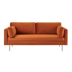 Pelham Orange Velvet Fabric Sofa 24 Pelham Orange Velvet Fabric Sofa -Daals Shop LVSF 386 ORANGEVEL 3ST 2