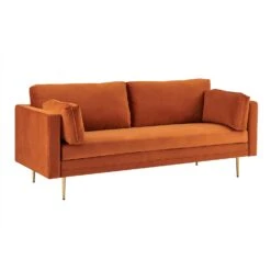 Pelham Orange Velvet Fabric Sofa 22 Pelham Orange Velvet Fabric Sofa -Daals Shop LVSF 386 ORANGEVEL 3ST 3