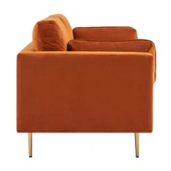 Pelham Orange Velvet Fabric Sofa 25 Pelham Orange Velvet Fabric Sofa -Daals Shop LVSF 386 ORANGEVEL 3ST 4