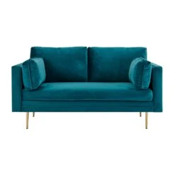 Pelham Teal Blue Velvet Fabric Sofa -Daals Shop LVSF 386 TEALVEL 2ST 2