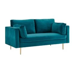 Pelham Teal Blue Velvet Fabric Sofa -Daals Shop LVSF 386 TEALVEL 2ST 3