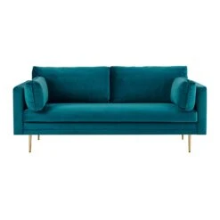 Pelham Teal Blue Velvet Fabric Sofa -Daals Shop LVSF 386 TEALVEL 3ST 2