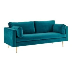 Pelham Teal Blue Velvet Fabric Sofa -Daals Shop LVSF 386 TEALVEL 3ST 3