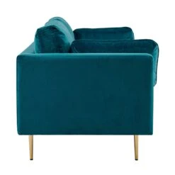 Pelham Teal Blue Velvet Fabric Sofa -Daals Shop LVSF 386 TEALVEL 3ST 4