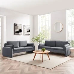 Clapham 2-Seater Grey Velvet Fabric Sofa -Daals Shop LVSF 89 GREYVEL setscene