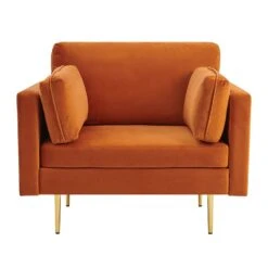 Pelham Orange Velvet Fabric Armchair 11 Pelham Orange Velvet Fabric Armchair -Daals Shop LVSF 89 ORANGEVEL 1ST WB1