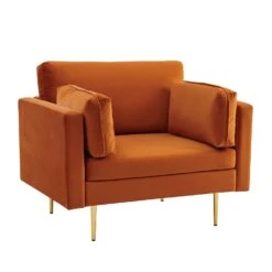 Pelham Orange Velvet Fabric Armchair 12 Pelham Orange Velvet Fabric Armchair -Daals Shop LVSF 89 ORANGEVEL 1ST WB2