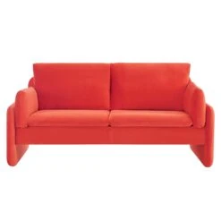 Clapham 2-Seater Flaming Orange Velvet Fabric Sofa -Daals Shop LVSF 89 ORANGEVEL 2ST WB1