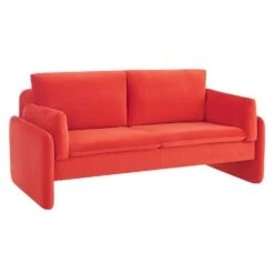 Clapham 2-Seater Flaming Orange Velvet Fabric Sofa -Daals Shop LVSF 89 ORANGEVEL 2ST WB2