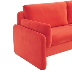 Clapham 2-Seater Flaming Orange Velvet Fabric Sofa -Daals Shop LVSF 89 ORANGEVEL 2ST detail1