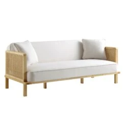 Pienza Cane Sofa Bed, Beige Woven Fabric With Natural Frame 22 Pienza Cane Sofa Bed, Beige Woven Fabric With Natural Frame -Daals Shop LWSF 760 BEIGEFAB NAT WB2
