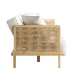 Pienza Cane Sofa Bed, Beige Woven Fabric With Natural Frame 30 Pienza Cane Sofa Bed, Beige Woven Fabric With Natural Frame -Daals Shop LWSF 760 BEIGEFAB NAT WB7