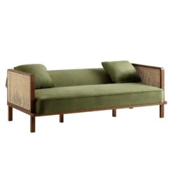 Pienza Cane Sofa Bed, Moss Green Velvet With Walnut Frame 26 Pienza Cane Sofa Bed, Moss Green Velvet With Walnut Frame -Daals Shop LWSF 760 GREENVEL WALN WB3