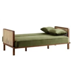 Pienza Cane Sofa Bed, Moss Green Velvet With Walnut Frame 27 Pienza Cane Sofa Bed, Moss Green Velvet With Walnut Frame -Daals Shop LWSF 760 GREENVEL WALN WB4