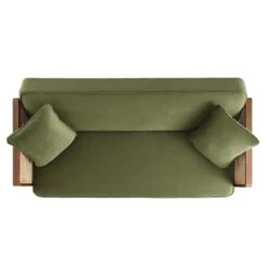 Pienza Cane Sofa Bed, Moss Green Velvet With Walnut Frame 24 Pienza Cane Sofa Bed, Moss Green Velvet With Walnut Frame -Daals Shop LWSF 760 GREENVEL WALN WB5