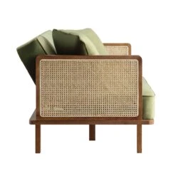 Pienza Cane Sofa Bed, Moss Green Velvet With Walnut Frame 29 Pienza Cane Sofa Bed, Moss Green Velvet With Walnut Frame -Daals Shop LWSF 760 GREENVEL WALN WB7