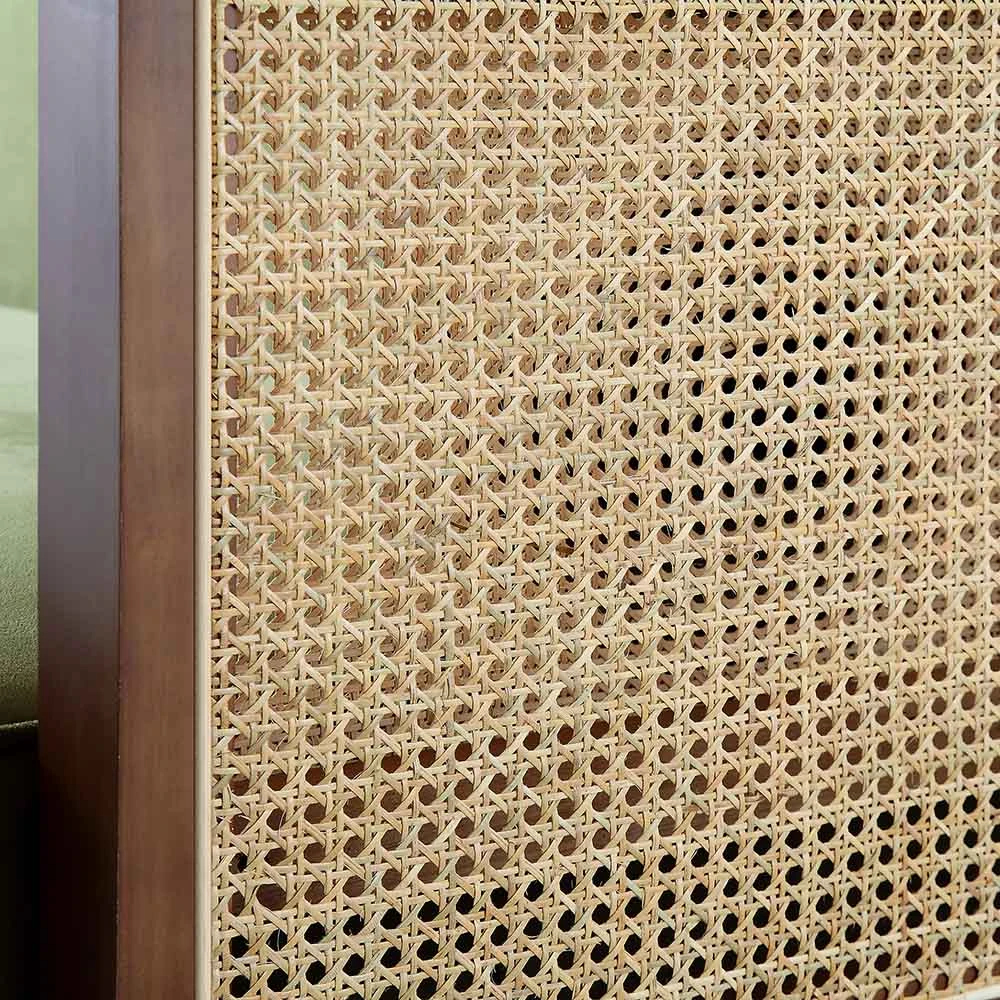 Pienza Cane Sofa Bed, Moss Green Velvet With Walnut Frame 17 Pienza Cane Sofa Bed, Moss Green Velvet With Walnut Frame - Image 15