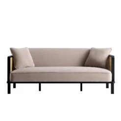 Pienza Cane Sofa Bed, Taupe Velvet With Black Frame -Daals Shop LWSF 760 TAUPEVEL BLACK WB2