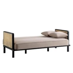 Pienza Cane Sofa Bed, Taupe Velvet With Black Frame -Daals Shop LWSF 760 TAUPEVEL BLACK WB4