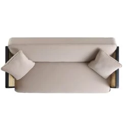 Pienza Cane Sofa Bed, Taupe Velvet With Black Frame -Daals Shop LWSF 760 TAUPEVEL BLACK WB7