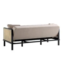 Pienza Cane Sofa Bed, Taupe Velvet With Black Frame -Daals Shop LWSF 760 TAUPEVEL BLACK WB8