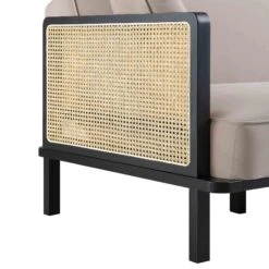 Pienza Cane Sofa Bed, Taupe Velvet With Black Frame -Daals Shop LWSF 760 TAUPEVEL BLACK detail1