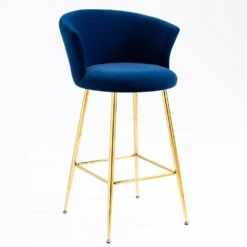 Kylie Set Of 2 Blue Velvet Bar Stools -Daals Shop MB222BLUEVEL P 2