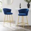 Kylie Set Of 2 Blue Velvet Bar Stools -Daals Shop MB222BLUEVEL P main