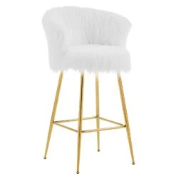 Kylie Set Of 2 White Plush Shaggy Faux Fur Bar Stools 13 Kylie Set Of 2 White Plush Shaggy Faux Fur Bar Stools -Daals Shop MB222WHITEPLUSH P WB2