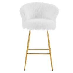 Kylie Set Of 2 White Plush Shaggy Faux Fur Bar Stools 14 Kylie Set Of 2 White Plush Shaggy Faux Fur Bar Stools -Daals Shop MB222WHITEPLUSH P WB3