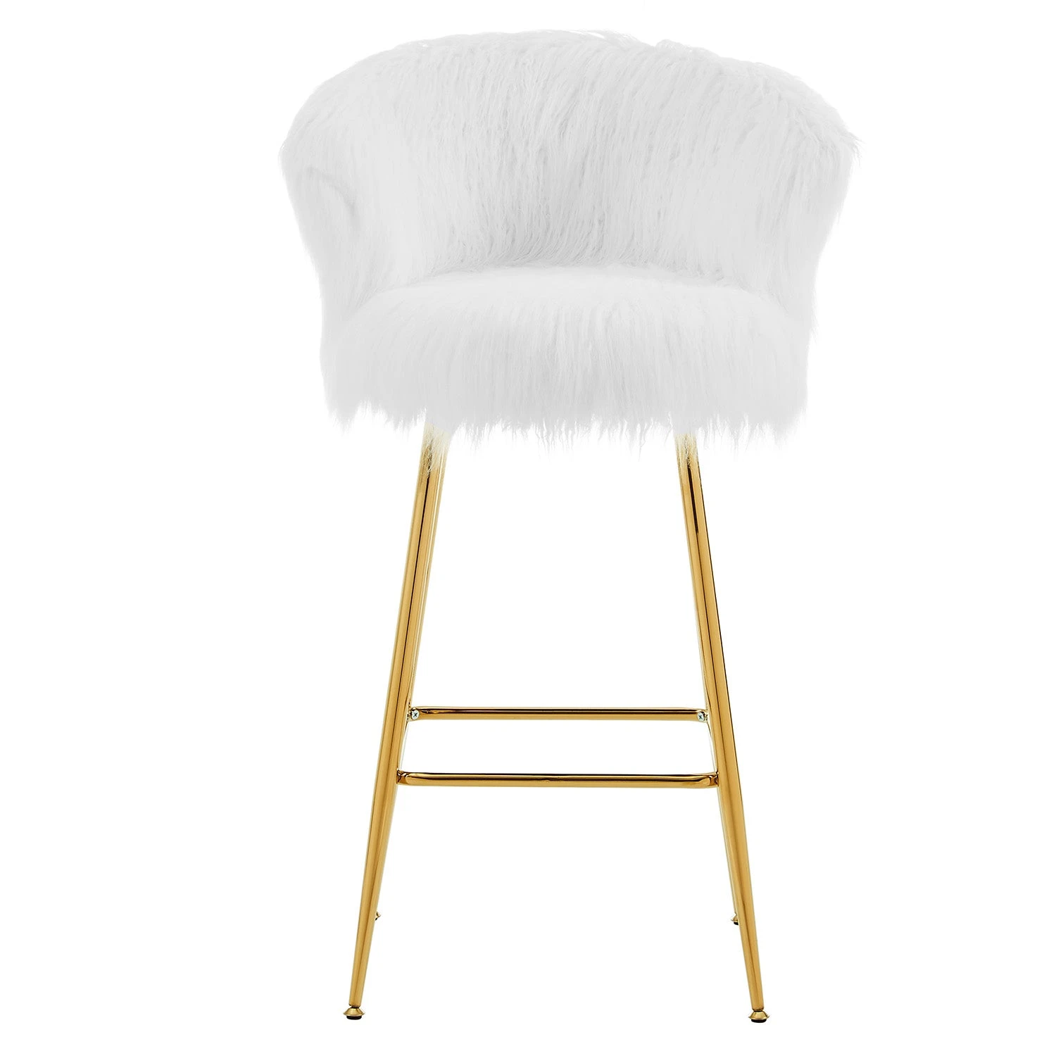 Kylie Set Of 2 White Plush Shaggy Faux Fur Bar Stools 6 Kylie Set Of 2 White Plush Shaggy Faux Fur Bar Stools - Image 4