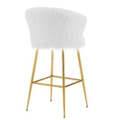 Kylie Set Of 2 White Plush Shaggy Faux Fur Bar Stools 15 Kylie Set Of 2 White Plush Shaggy Faux Fur Bar Stools -Daals Shop MB222WHITEPLUSH P WB4