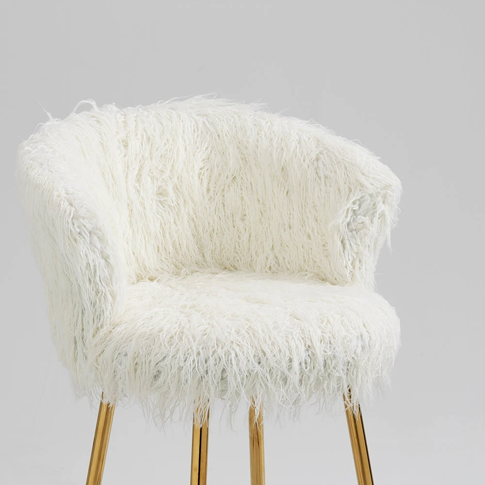 Kylie Set Of 2 White Plush Shaggy Faux Fur Bar Stools 9 Kylie Set Of 2 White Plush Shaggy Faux Fur Bar Stools - Image 7
