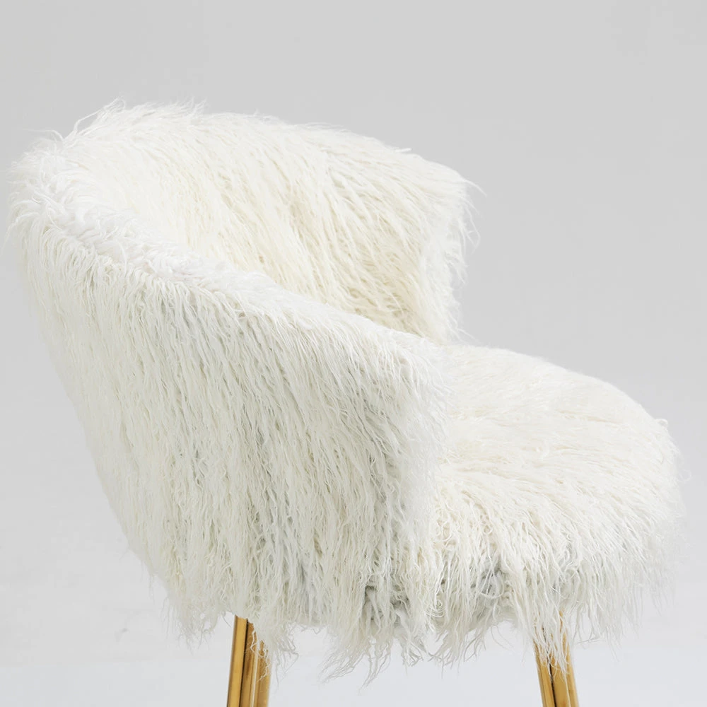 Kylie Set Of 2 White Plush Shaggy Faux Fur Bar Stools 10 Kylie Set Of 2 White Plush Shaggy Faux Fur Bar Stools - Image 8