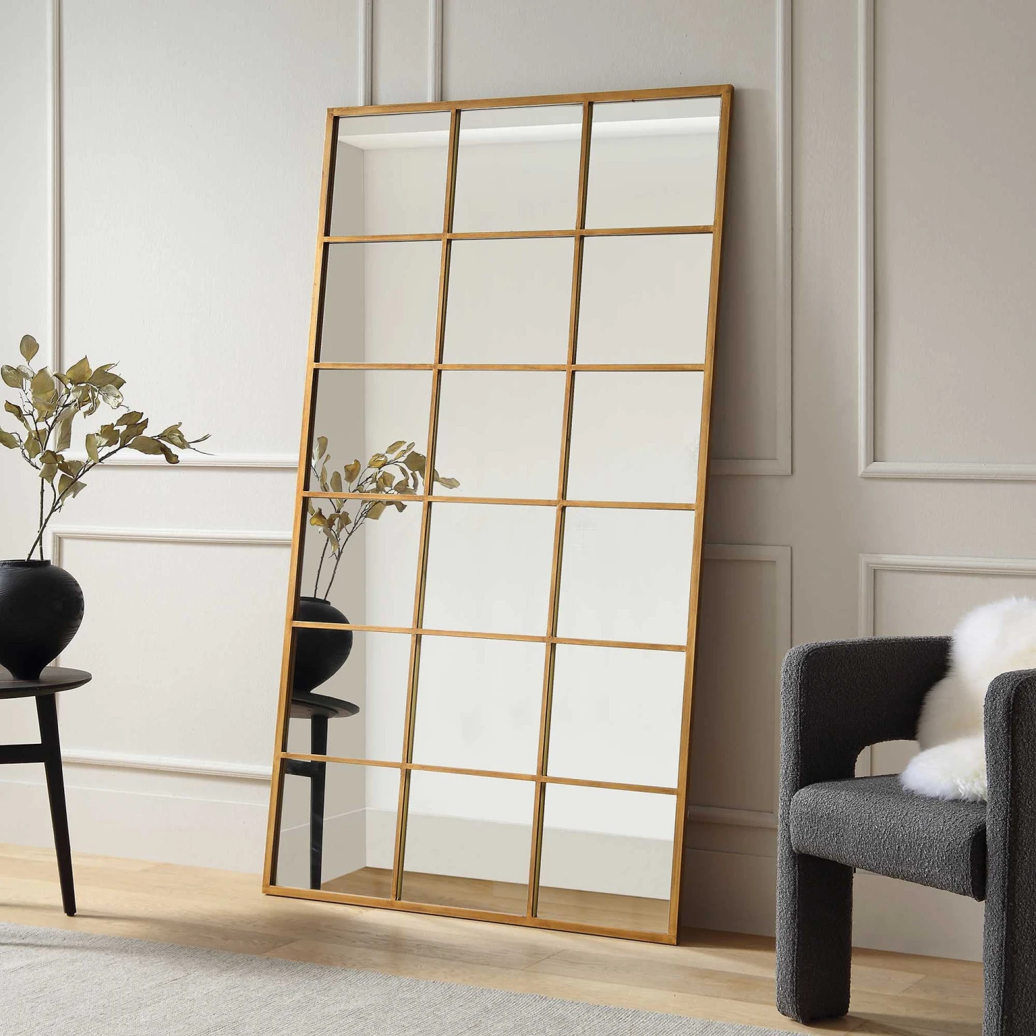 Chardwell Full Length Industrial Metal Window Mirror 180 X 100 Cm, Antique Gold Effect 3 Chardwell Full Length Industrial Metal Window Mirror 180 X 100 Cm, Antique Gold Effect