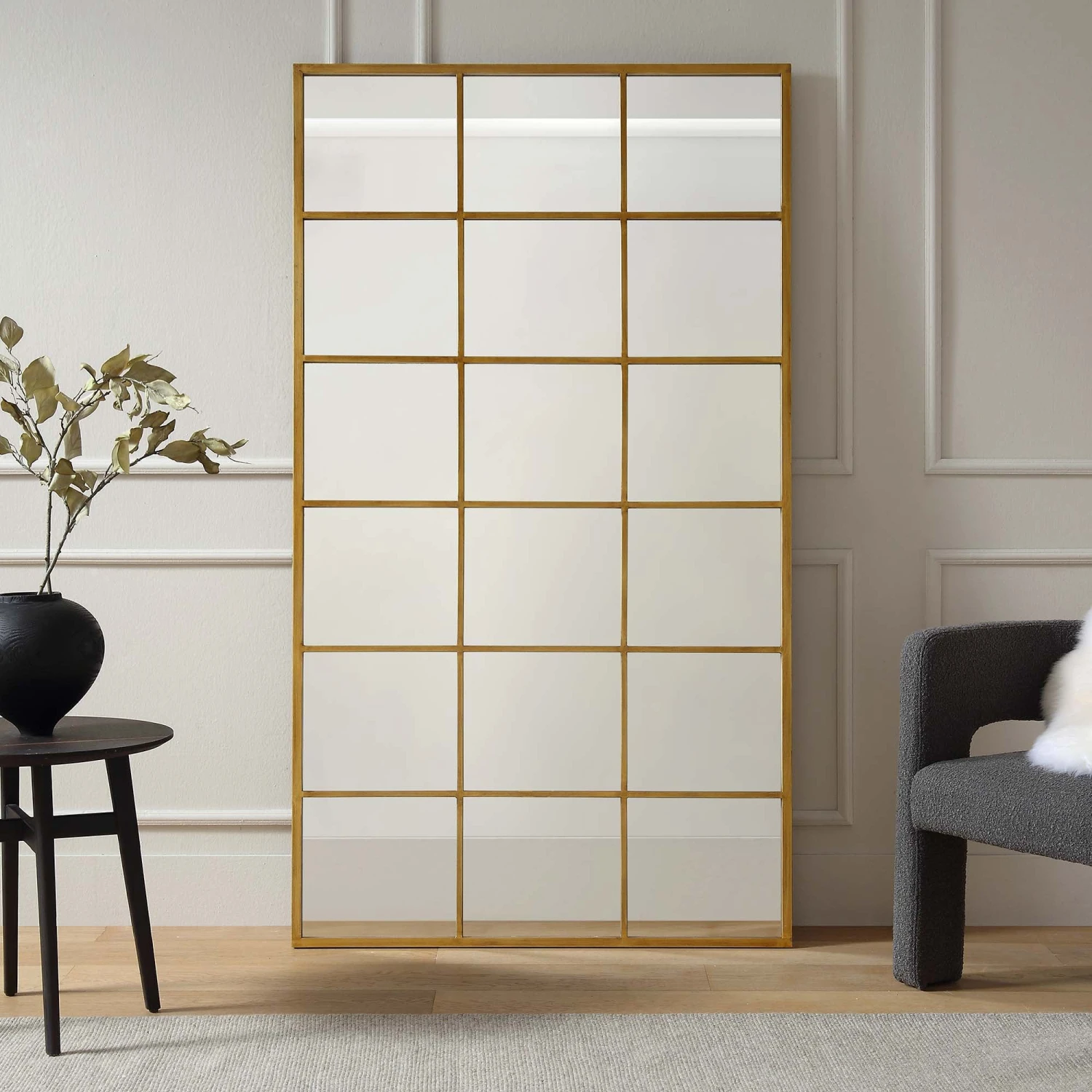 Chardwell Full Length Industrial Metal Window Mirror 180 X 100 Cm, Antique Gold Effect 4 Chardwell Full Length Industrial Metal Window Mirror 180 X 100 Cm, Antique Gold Effect - Image 2