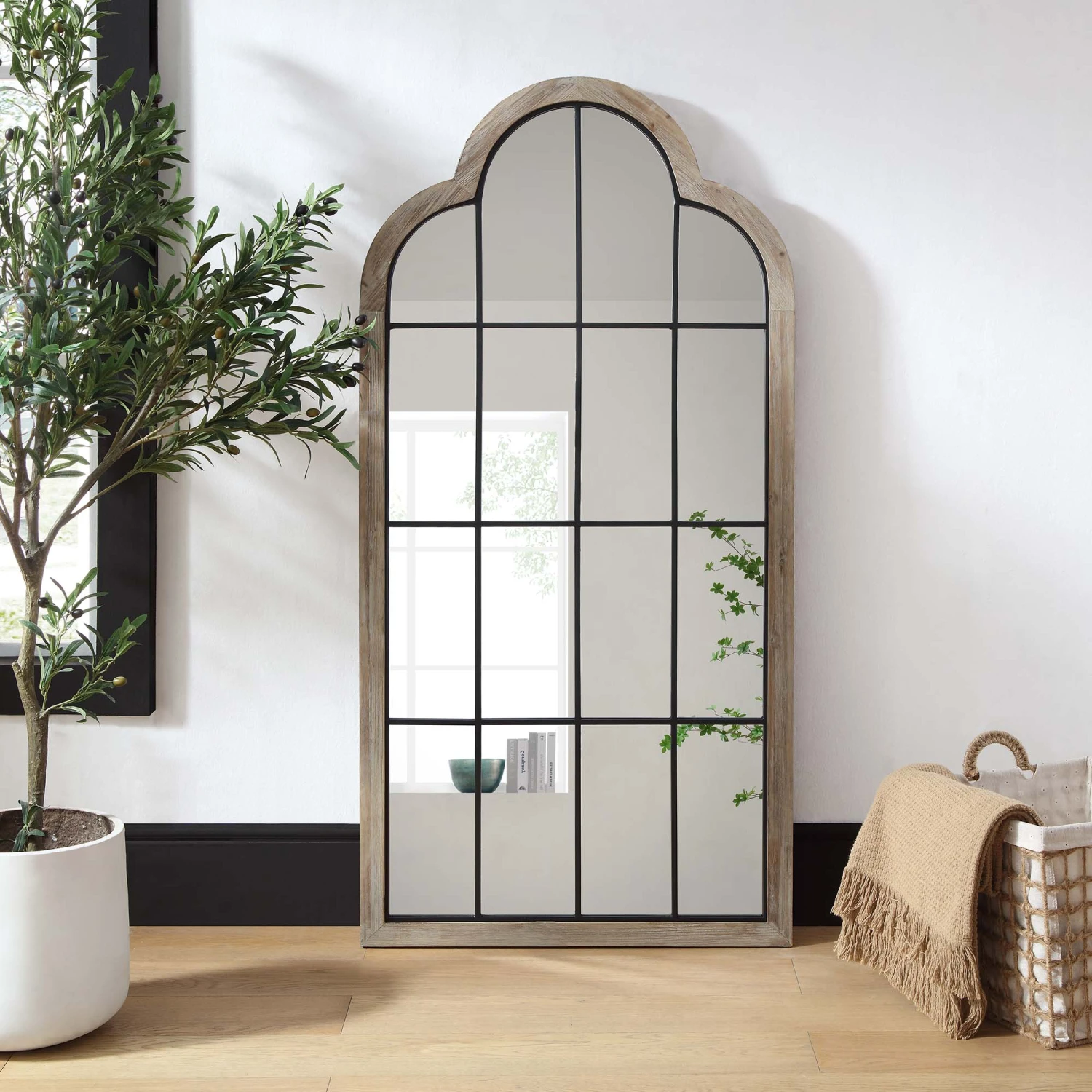 Southam Arched Full Length Wooden Frame Window Mirror 160 X 76 Cm 4 Southam Arched Full Length Wooden Frame Window Mirror 160 X 76 Cm - Image 2