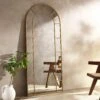 Beaumont Arched Full Lenth Metal Frame Mirror 178 X 76 Cm, Antique Gold Effect -Daals Shop MIRR 029 GOLD main