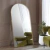 Dina Freestanding Arched Full Length Metal Frame Mirror 160 X 76 Cm, Gold Effect -Daals Shop MIRR 049 GOLD main