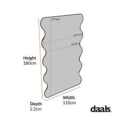 Luisa Wavy Curved Full Length Mirror 180 X 110 Cm, Black -Daals Shop MIRR 050 1