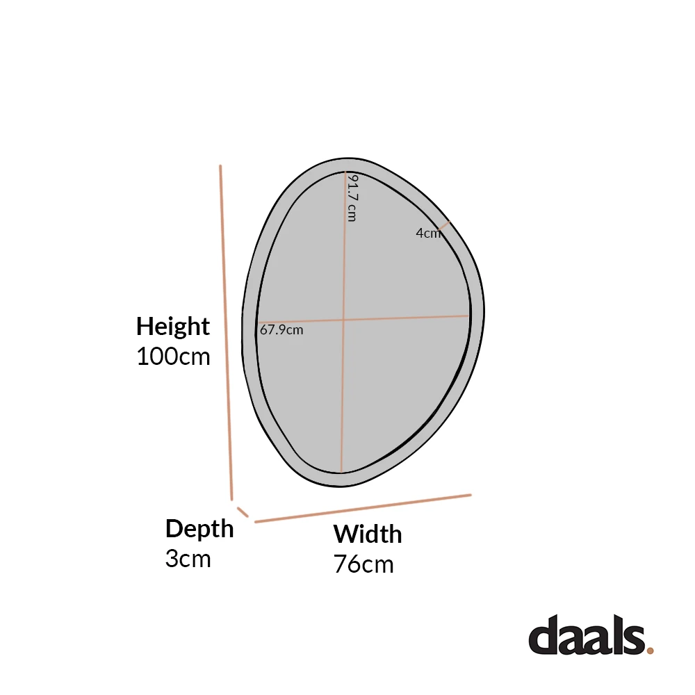 Edo Irregular Pebble Wall Wooden Mirror 100 X 76 Cm, Walnut 7 Edo Irregular Pebble Wall Wooden Mirror 100 X 76 Cm, Walnut - Image 5