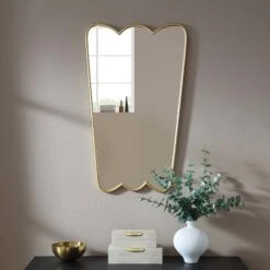 Berkeley Scalloped Edge Wall Mirror, Gold Effect