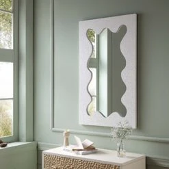 Destin Wave Mirror 100 X 60 Cm, White Matte