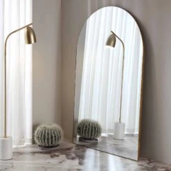 Eden Arched Full Length Metal Frame Mirror 180 X 110 Cm, Antique Gold Effect