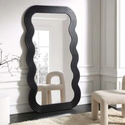 Venus Full Length Wave Mirror 180 X 100 Cm, Black